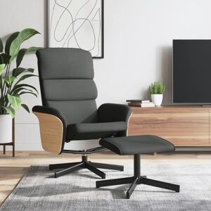 vidaXL Sillón reclinable con reposapiés tela gris oscuro