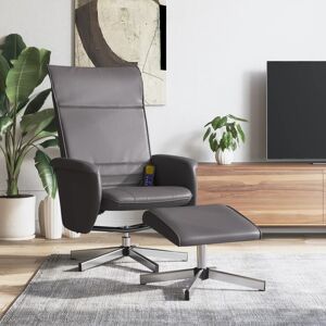 vidaXL Sillón de masaje reclinable con reposapiés cuero sintético gris