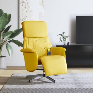 vidaXL Sillón reclinable de masaje con reposapiés tela amarillo claro