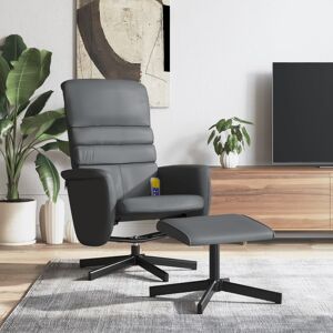 vidaXL Sillón de masaje reclinable con reposapiés cuero sintético gris