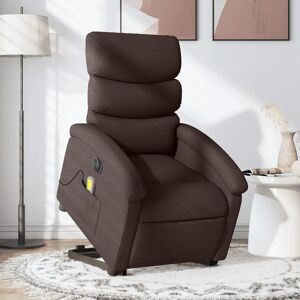 vidaXL Sillón masaje eléctrico reclinable elevable tela marrón oscuro