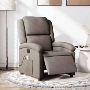 vidaXL Sillón reclinable de masaje eléctrico tela gris taupe