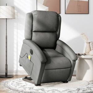 vidaXL Sillón de masaje eléctrico reclinable elevable tela gris oscuro