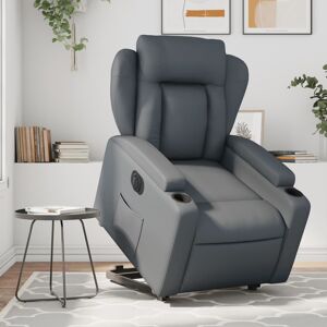 vidaXL Sillón reclinable elevable eléctrico de cuero sintético gris