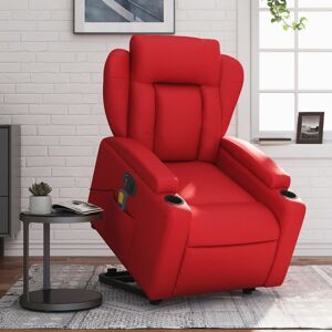 vidaXL Sillón de majaje elevable eléctrico cuero artificial rojo