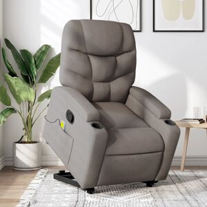 vidaXL Sillón reclinable de masaje elevable tela gris taupé