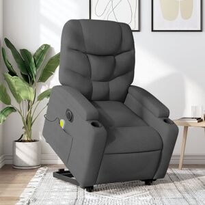 vidaXL Sillón de masaje eléctrico reclinable elevable tela gris oscuro