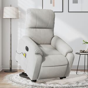 vidaXL Sillón masaje eléctrico reclinable elevable tela gris claro