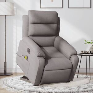 vidaXL Sillón de masaje eléctrico reclinable elevable tela taupé