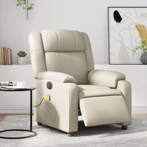 vidaXL Sillón de masaje reclinable eléctrico cuero sintético crema