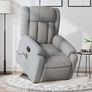 vidaXL Sillón de masaje eléctrico reclinable elevable tela gris claro