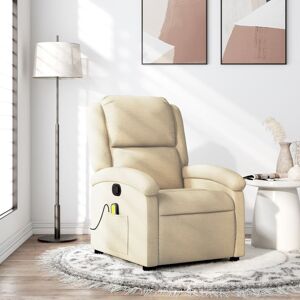 vidaXL Sillón de masaje reclinable de tela crema