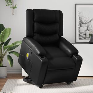 vidaXL Sillón reclinable de masaje de pie cuero artificial negro