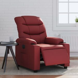 vidaXL Sillón reclinable eléctrico de cuero sintético rojo tinto