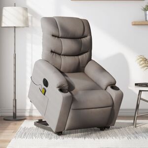 vidaXL Sillón de masaje eléctrico reclinable elevable tela taupé