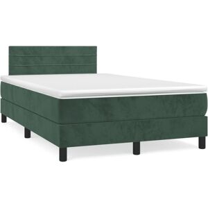 vidaXL Cama box spring con colchón terciopelo verde oscuro 120x190 cm