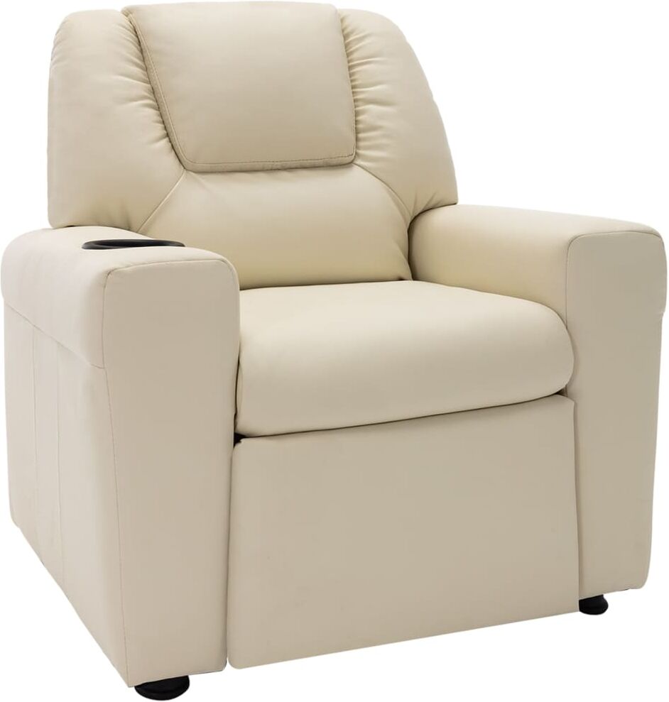 vidaXL Sillón reclinable para niños cuero sintético blanco crema