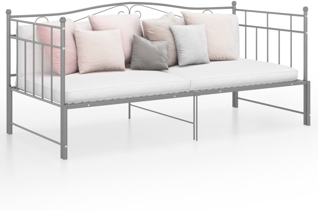 vidaXL Estructura de sofá cama extraíble de metal gris 90x200 cm