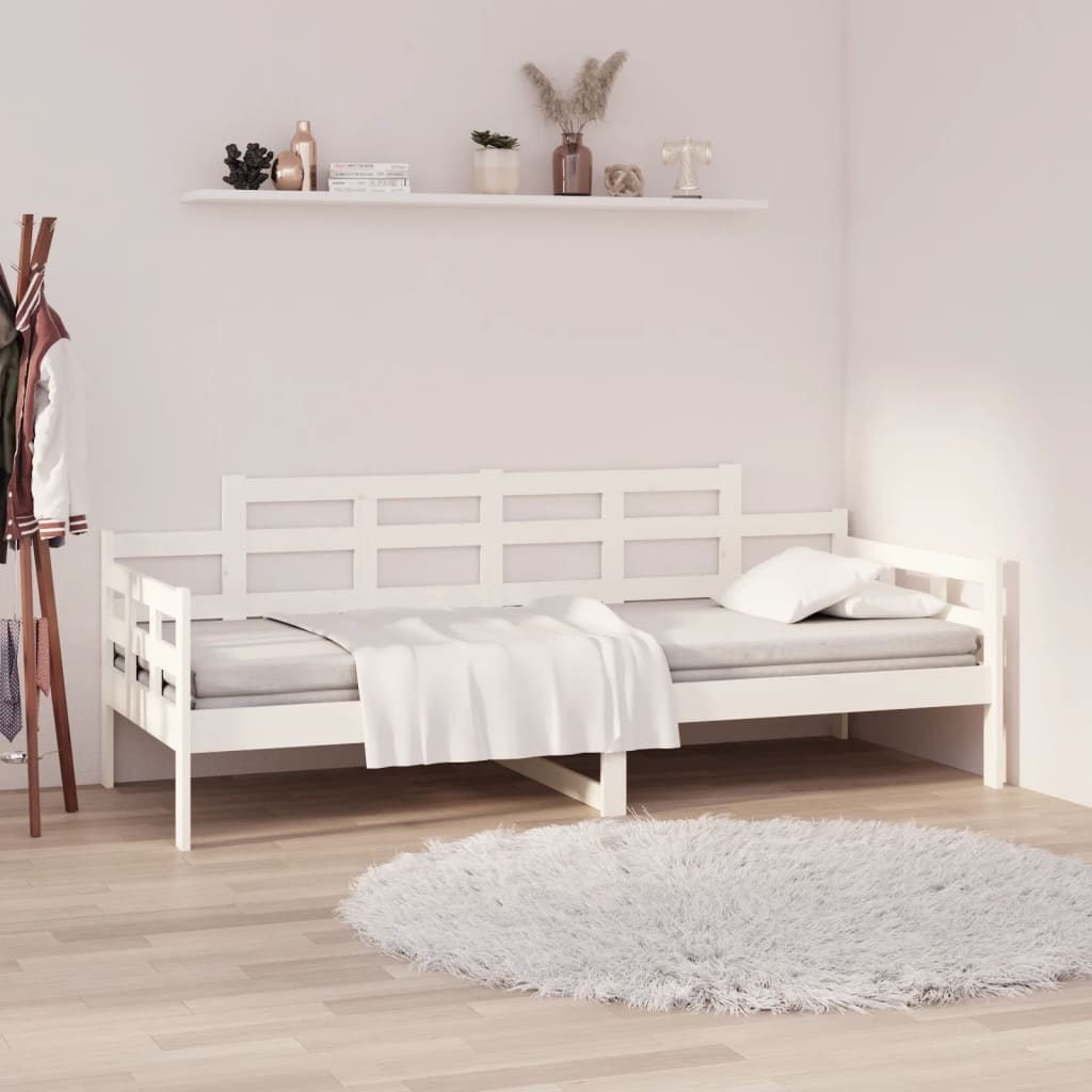 vidaXL Sofá cama madera maciza de pino blanco 90x200 cm