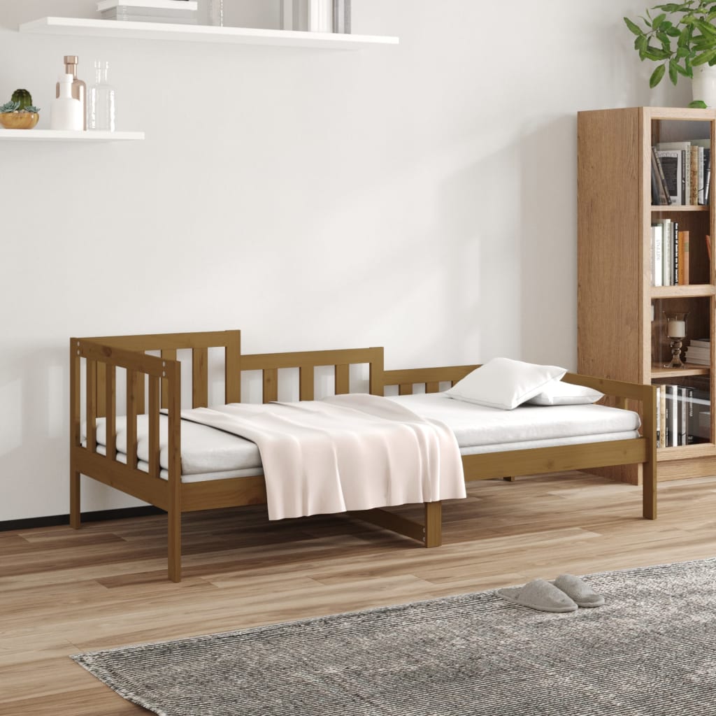 vidaXL Sofá cama madera maciza de pino marrón miel 90x200 cm