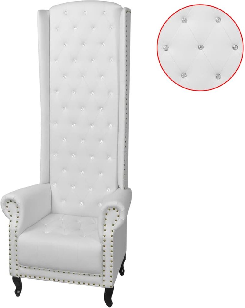 vidaXL Sillón de respaldo alto cuero sintético blanco