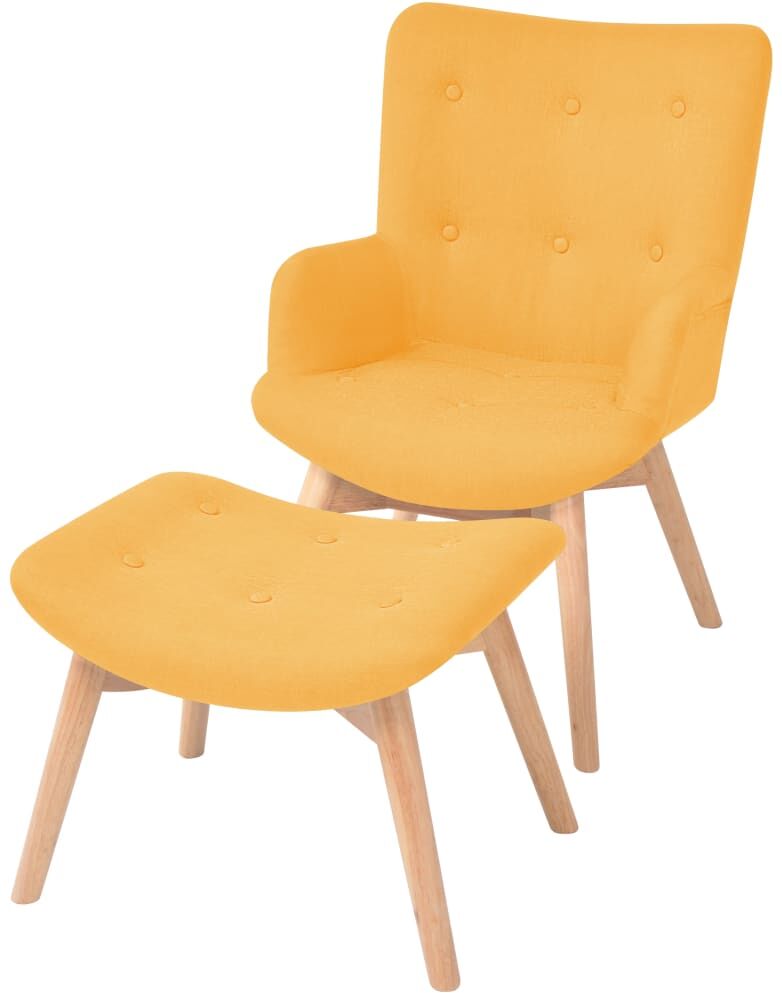 vidaXL Sillón con taburete reposapiés de tela amarillo