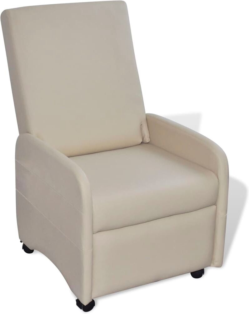 vidaXL Sillón plegable de cuero sintético color crema