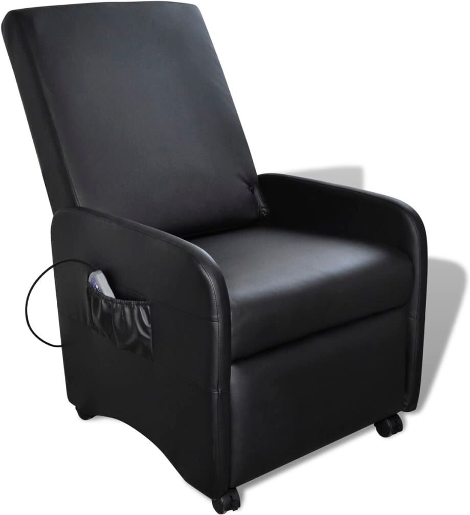 vidaXL Sillón de masaje de cuero sintético negro