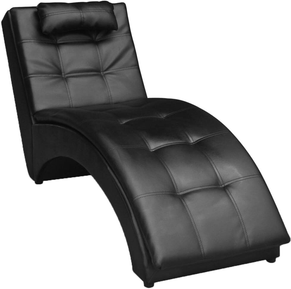 vidaXL Diván con almohada de cuero sintético negro