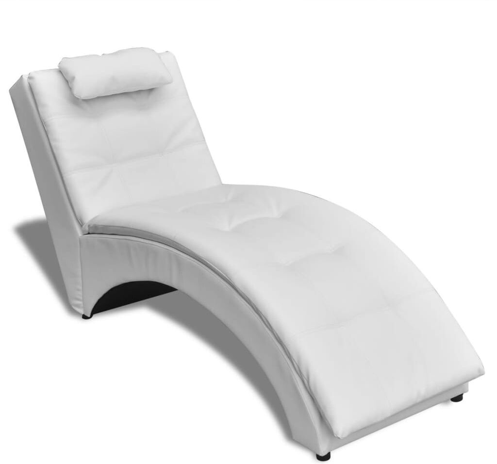 vidaXL Diván con almohada de cuero sintético blanco