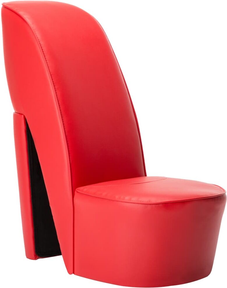 vidaXL Sillón con forma de zapato de tacón cuero sintético rojo