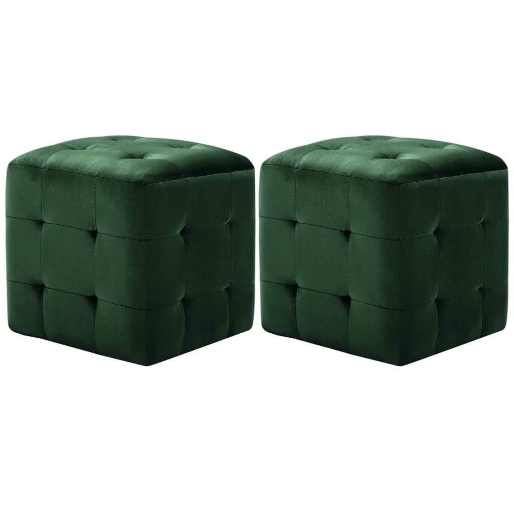 vidaXL Puf 2 unidades terciopelo verde 30x30x30 cm