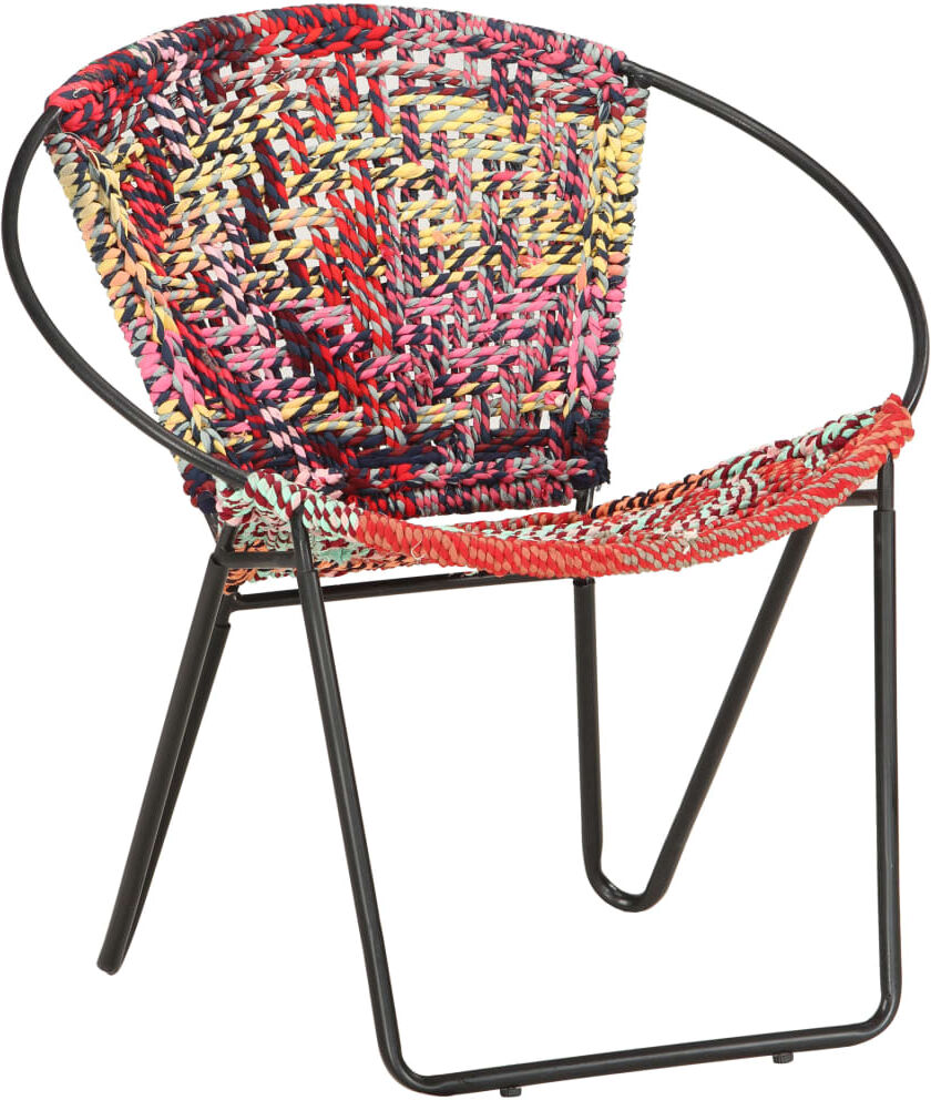 vidaXL Silla circular chindi de tela multicolor