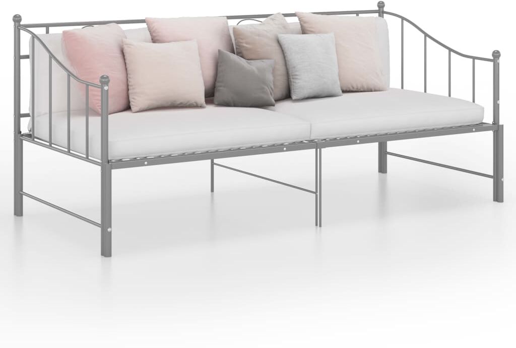 vidaXL Estructura de sofá cama extraíble de metal gris 90x200 cm