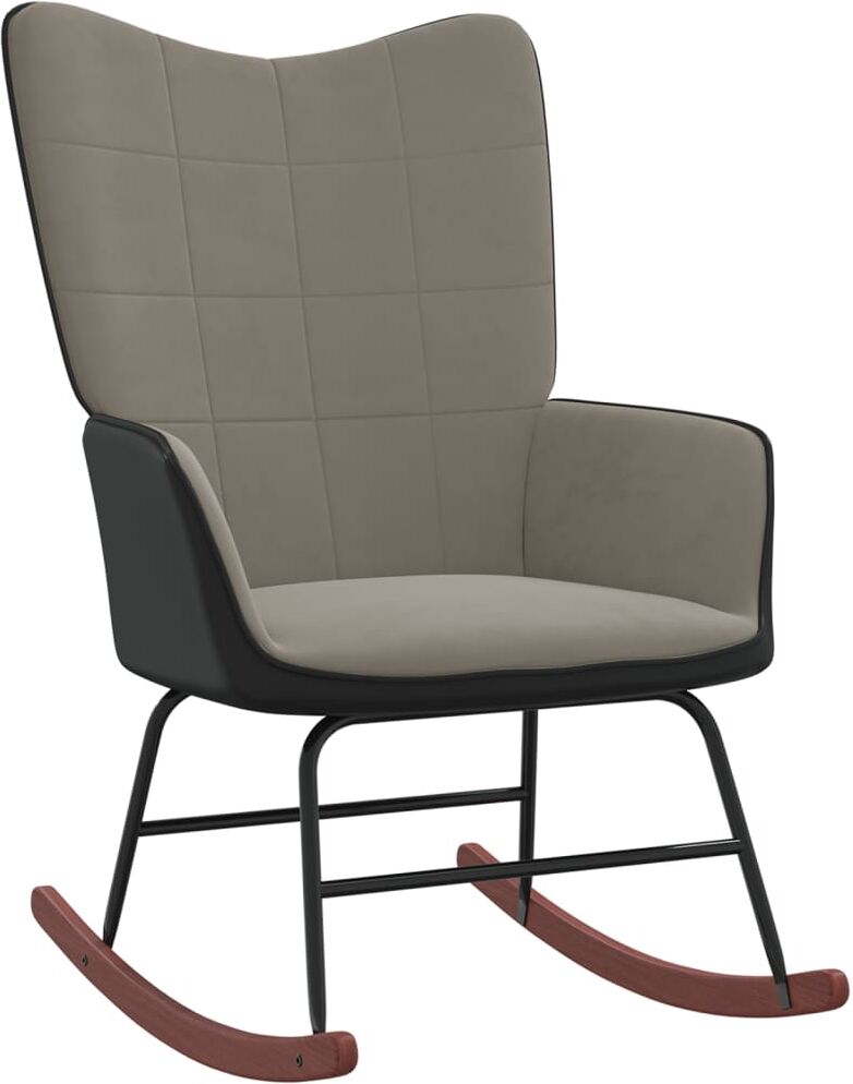 vidaXL Silla mecedora de terciopelo gris claro y PVC