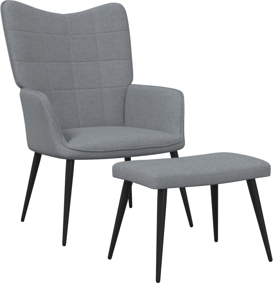 vidaXL Silla de relajación con reposapiés tela gris claro