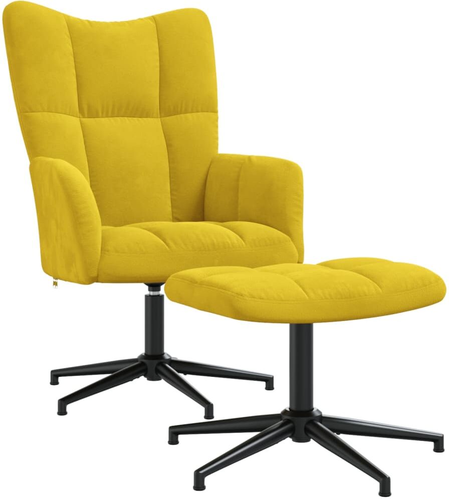 vidaXL Silla de relajación con reposapiés terciopelo amarillo mostaza