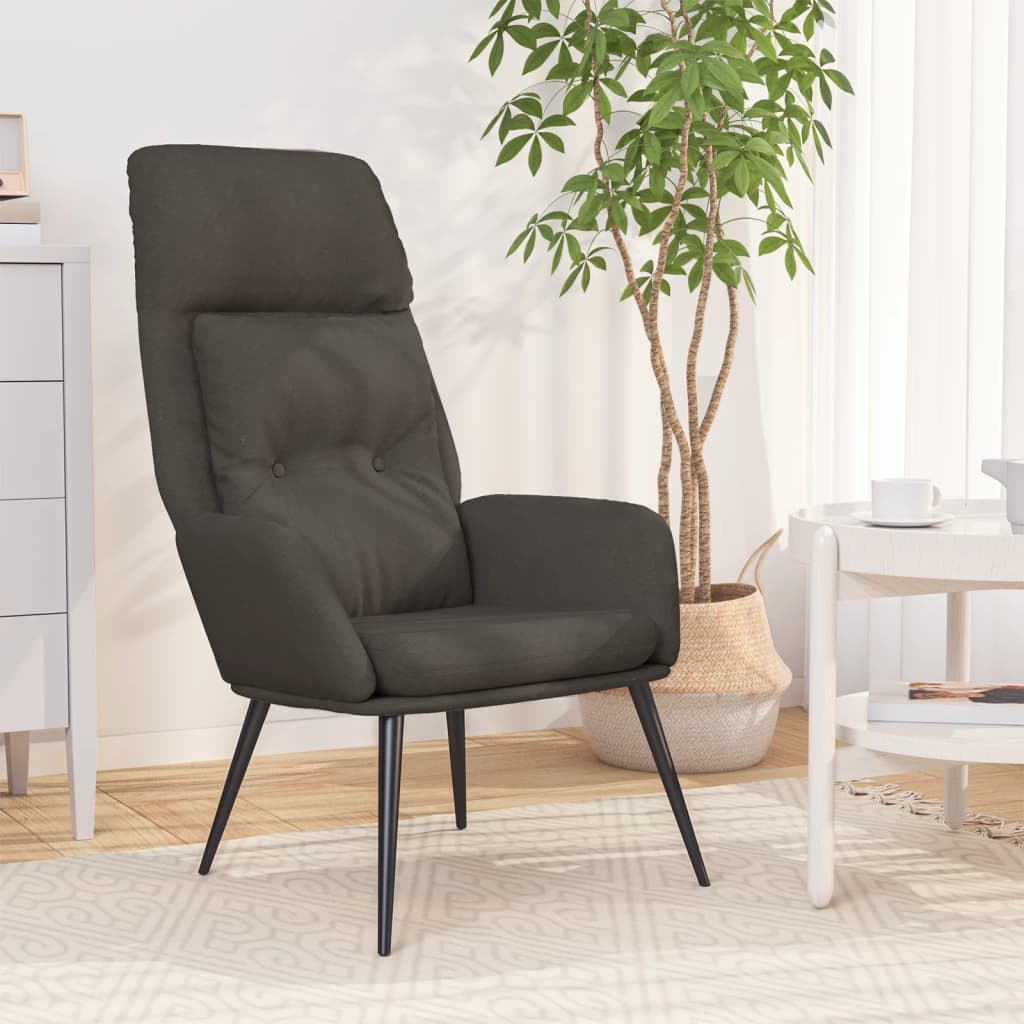 vidaXL Sillón de relax de piel de ante sintética gris oscuro