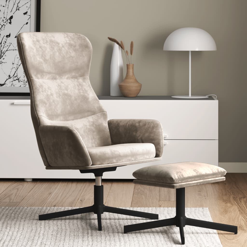 vidaXL Sillón de relax con reposapiés terciopelo gris claro