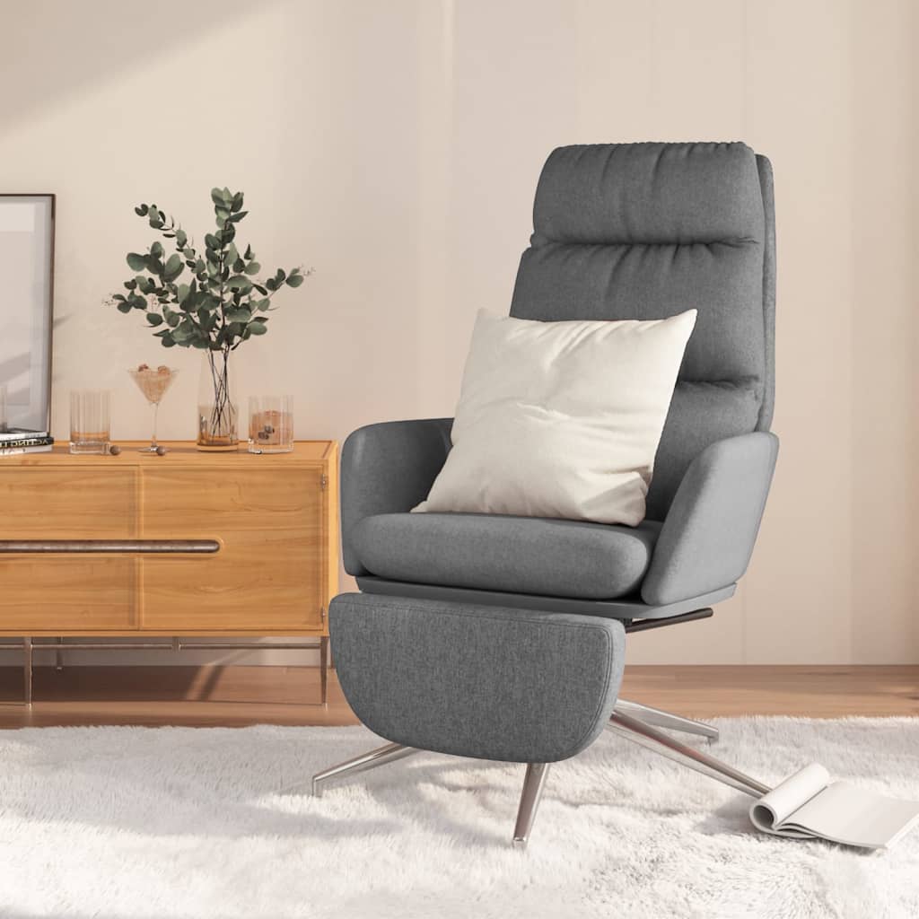 vidaXL Sillón de relax con reposapiés tela gris claro