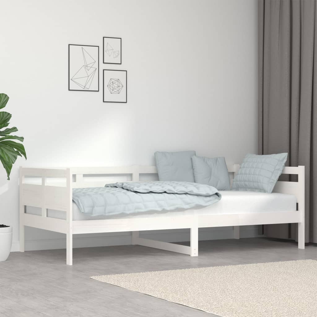 vidaXL Sofá cama madera maciza de pino blanco 90x200 cm