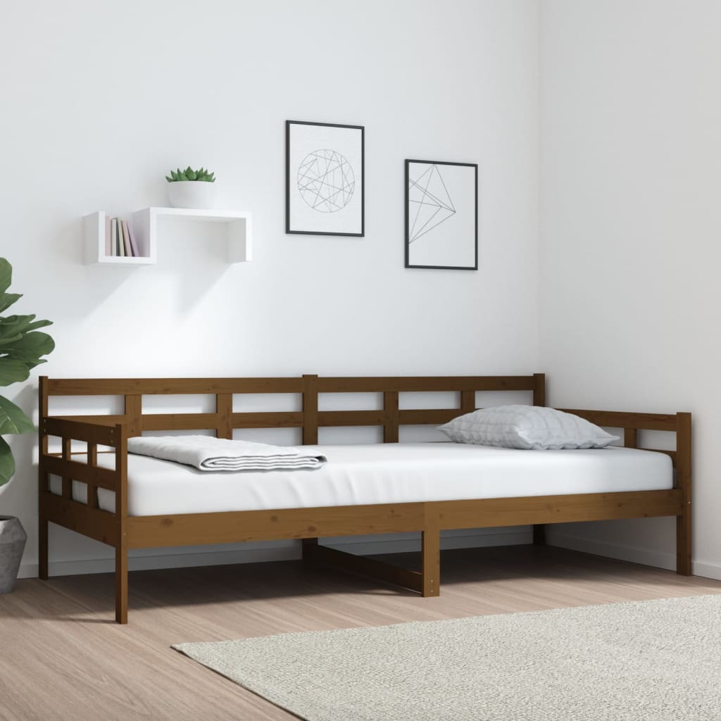 vidaXL Sofá cama madera maciza de pino marrón miel 90x200 cm