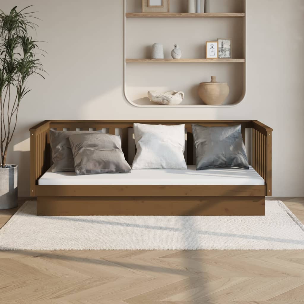 vidaXL Sofá cama madera maciza de pino marrón miel 90x200 cm