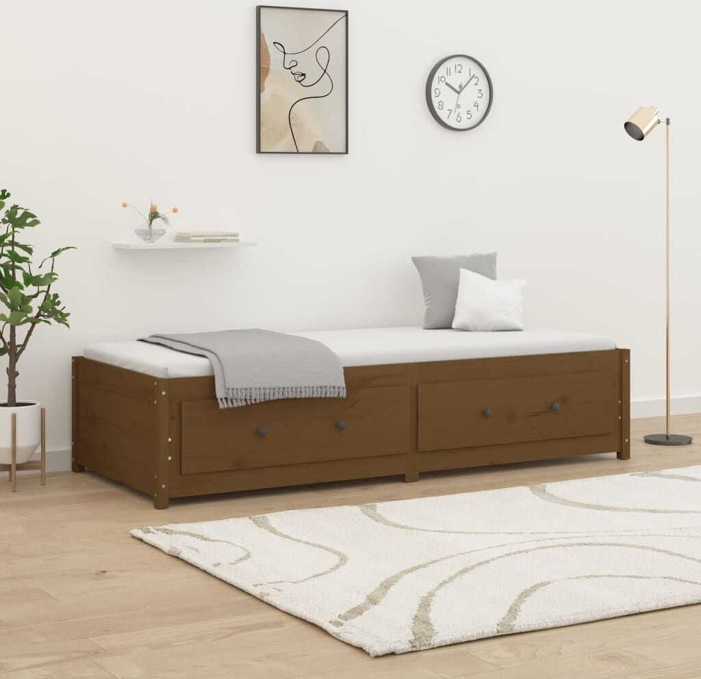 vidaXL Sofá cama madera maciza de pino marrón miel 90x200 cm