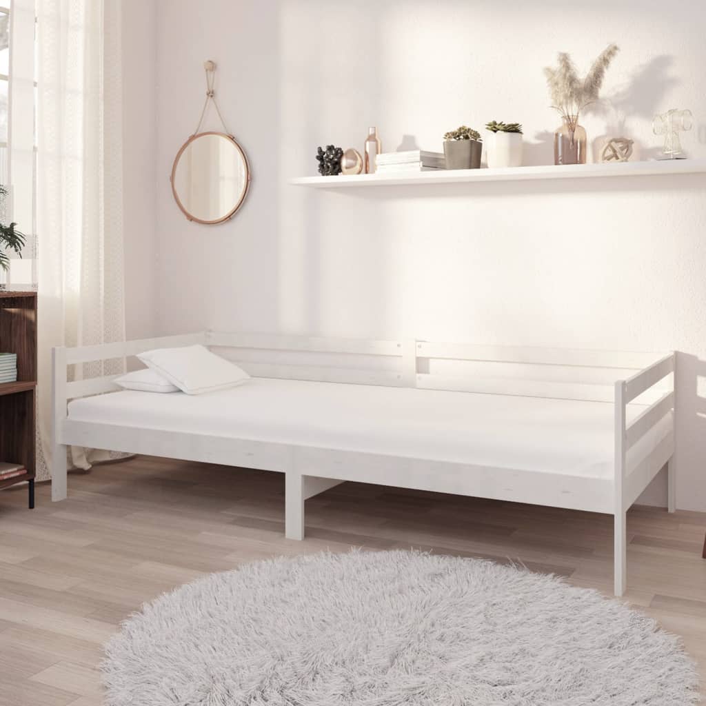 vidaXL Sofá cama madera maciza de pino blanco 90x200 cm