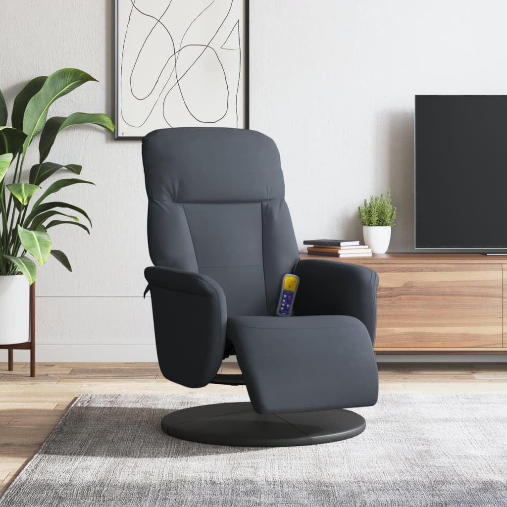 vidaXL Sillón reclinable masaje con reposapiés terciopelo gris oscuro