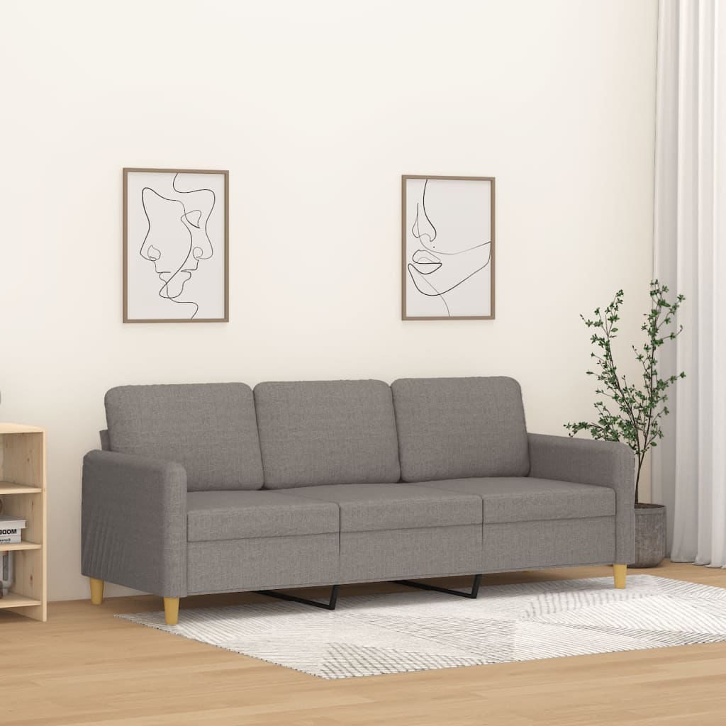 vidaXL Sofá de 3 plazas de tela gris taupe 180 cm