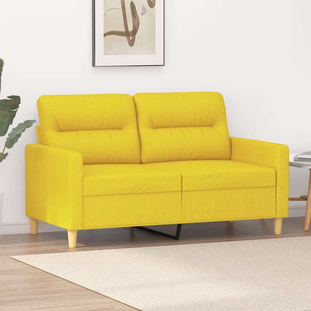 vidaXL Sofá de 2 plazas de tela amarillo claro 120 cm