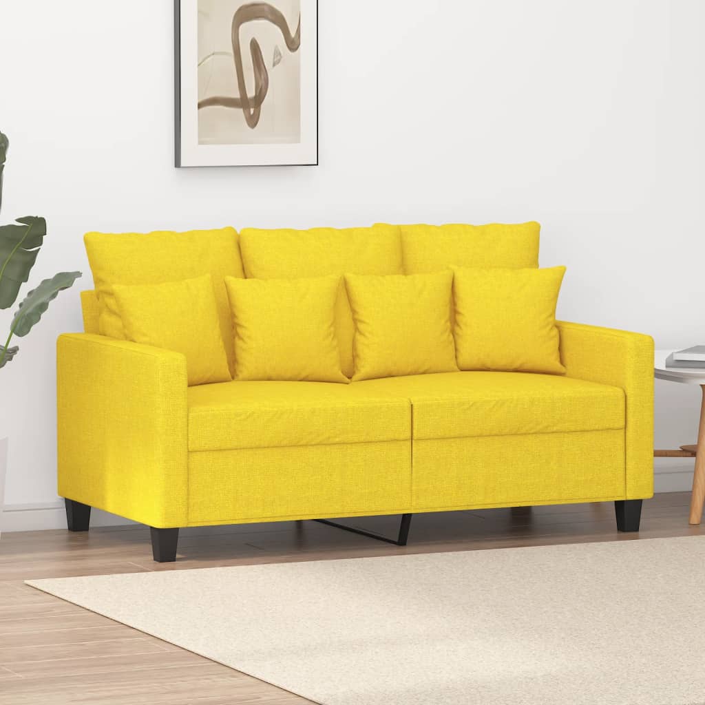 vidaXL Sofá de 2 plazas de tela amarillo claro 120 cm