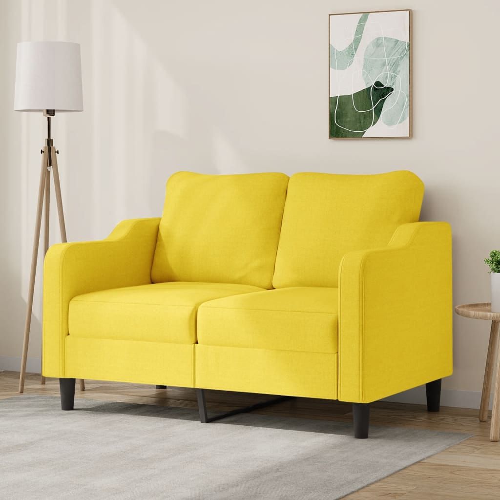 vidaXL Sofá de 2 plazas de tela amarillo claro 120 cm